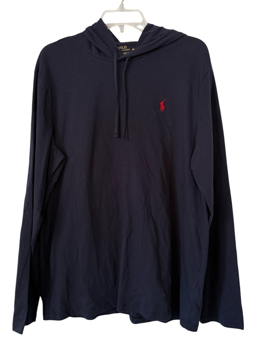 Polo Ralph Lauren Jersey Hooded T Shirt Size L Men Navy Pullover Preppy